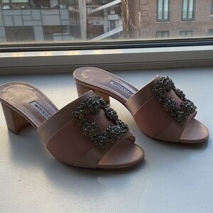 Manolo Blahnik’s Martanew 50 Satin and Crystal Sandal